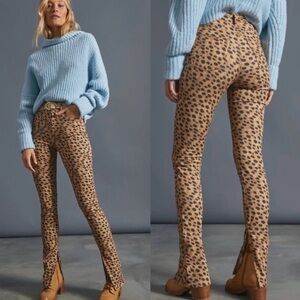 WeWoreWhat Stiletto High Waisted Split Hem Leopard Skinny Jeans